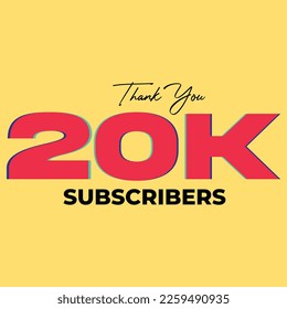 20K subscribers celebration greeting banner vector illustration