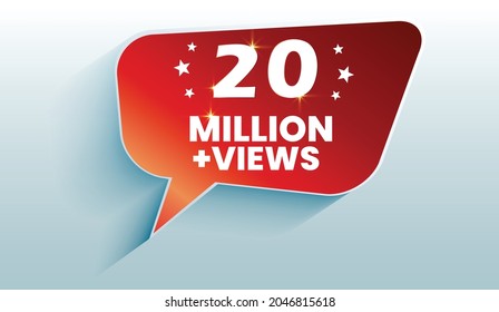 Diseño de fondo de celebración de vistas de 20M.  20 millones de visitas