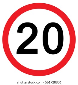 20Mph Speed Limit Sign, Vector, Illustration