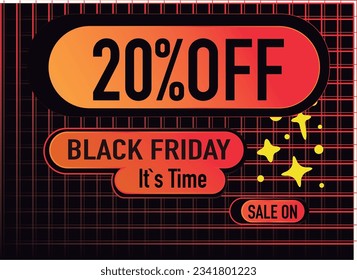 20%off black friday cartoon red,orange and black