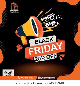 20%off black Friday discount vector banner