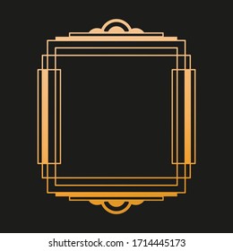 20`s retro gold frame. Art Deco Style background. Geometric linear vector illustration. Modern or Vintage design for cards, invitations, posters, prints, etc. Luxury style wallpaper