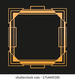 20`s retro gold frame. Art Deco Style background. Geometric linear vector illustration. Modern or Vintage design for cards, invitations, posters, prints, etc. Luxury style wallpaper