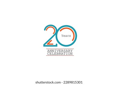 20th, 20 years, 20 year anniversary 2 colors blue and orange on white background abstract style logotype, vector design for celebration vector