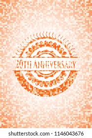 20th Ann20th Anniversary abstract orange mosaic emblemiversary abstract orange mosaic emblem with background