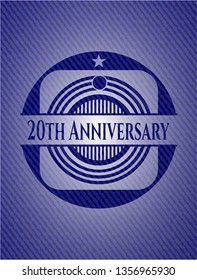 20th Anniversary badge with denim background