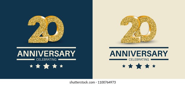 20th Anniversary celebrating cards template. 20 - year jubilee banner.