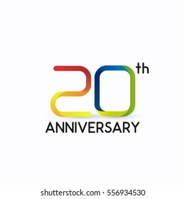  20th anniversary celebration logo,colorful, isolated on white background