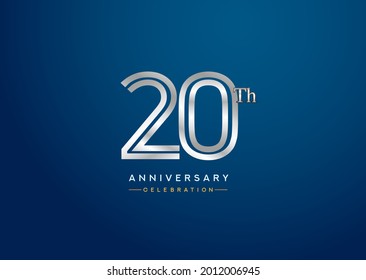 20th anniversary celebration logotype with linked number silver color isolated on blue color. vector anniversary for celebration, invitation card, and greeting card