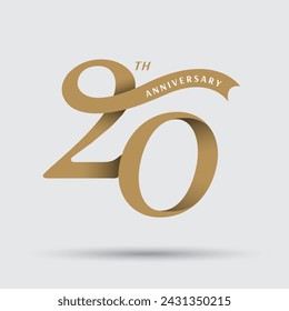 Logotipo de la celebración del 20º aniversario con diseño de número elegante moderno