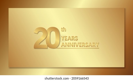 20th Anniversary, anniversary celebration vector design with gold color on gold background with a simple and luxurious design.logo vector template