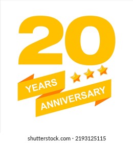 20th anniversary celebration vector template, bright creative 20th birthday logo design with beautiful ribbon. vector eps10