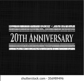 20th Anniversary chalk emblem written on a blackboard