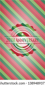 20th Anniversary christmas style emblem. Vector Illustration. Detailed.