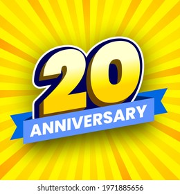 20th Anniversary colorful banner. Vector illustration.