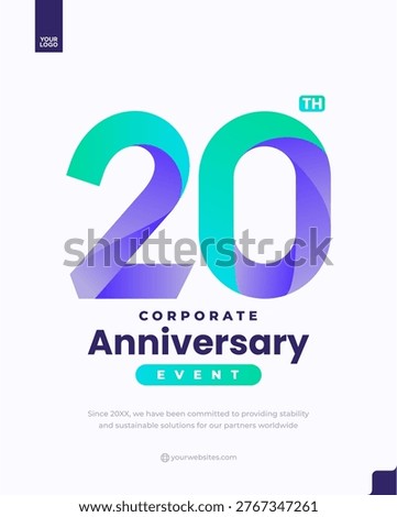 20th anniversary corporate event modern gradient logo poster template