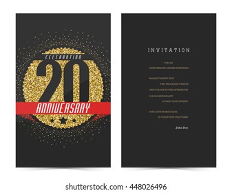 20th anniversary decorated greeting card template.