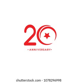 20th anniversary design logotype red color for anniversary celebration