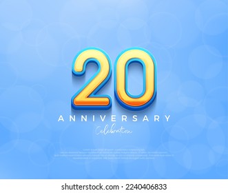20. Jubiläum Design. Premium-Vektorhintergrund mit marineblauen Farbtönen.