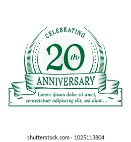 20th anniversary design template. Vector and illustration.