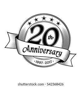 Plantilla de diseño para el 20º aniversario. Vector e ilustración.