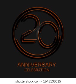 20th Anniversary with elegant black line motifs in circles, anniversary template design for web ,Creative poster, booklet, leaflet, flyer, magazine, invitation card