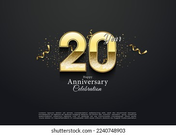 20° aniversario en una elegante combinación de oscuridad y oro.