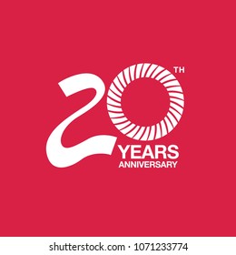 20th anniversary emblem. Twenty years anniversary celebration symbol