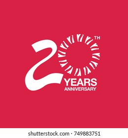 20th anniversary emblem. Twenty years anniversary celebration symbol