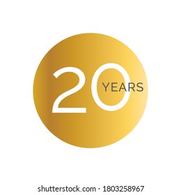 20th Anniversary gold banner template, twentieth jubilee labels, business birthday logo, vector illustration