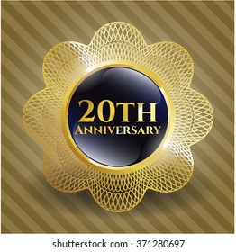 20th Anniversary gold emblem or badge