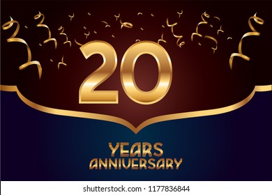 20th Anniversary gold numbers. background for anniversary