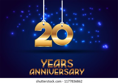 20th Anniversary gold numbers. background for anniversary