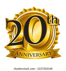 20th anniversary golden logo vector