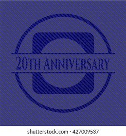 20th Anniversary jean or denim emblem or badge background