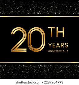 20th anniversary logo design with double line concept. Line Art style. Golden number logo. Vector Template Illustration