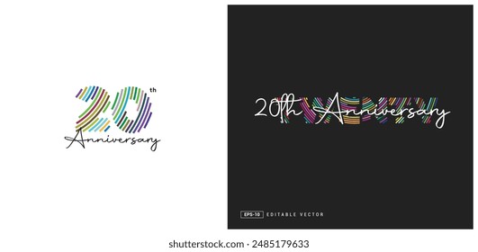 20th Anniversary Logo Design, Number 20 Vector Template.