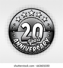 20th anniversary logo. Vector and illustrations. Comics anniversary logo.