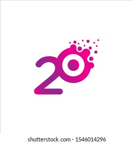 20th anniversary logo vector template. Design for banner, greeting cards or print.