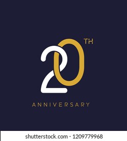 20th anniversary logo.overlapping number with simple monogram color. vector design for greeting card and invitation card.