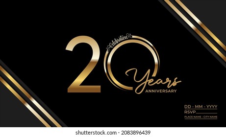 20th anniversary logotype. Golden anniversary celebration emblem design for booklet, leaflet, magazine, brochure poster, web, invitation or greeting card. Vector illustrations. EPS 10
