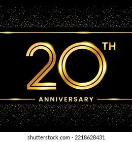 20th Anniversary Logotype. Golden Anniversary template design for celebration event, invitation card, greeting card, flyer, banner, poster, double line logo, vector illustration