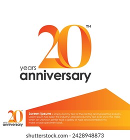 20th Anniversary logotype with orange color design template. Vector illustration