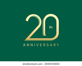 Celebración de oro de lujo del 20th Aniversario con el concepto conectado del diseño del Vector de la tipografía del logotipo. Plantilla de la tipografía del oro del aniversario de veinte años para el acontecimiento de la celebración, negocio, invitación, Web