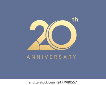 20th Anniversary luxury gold celebration with curved lines Overlapping in Shapes number logo typography vector design concept. Twenty Years anniversary gold template for celebration event, business. 