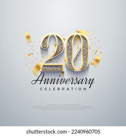 20th anniversary number, shiny luxury. premium vector backgrounds.
