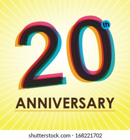 20th Anniversary poster / template design in retro style - Vector Background