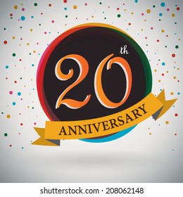 20th Anniversary poster / template design in retro style - Vector Background