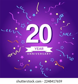 20th Anniversary with a purple background. very suitable for your anniversary background.