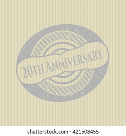 20th Anniversary rubber seal with grunge texture